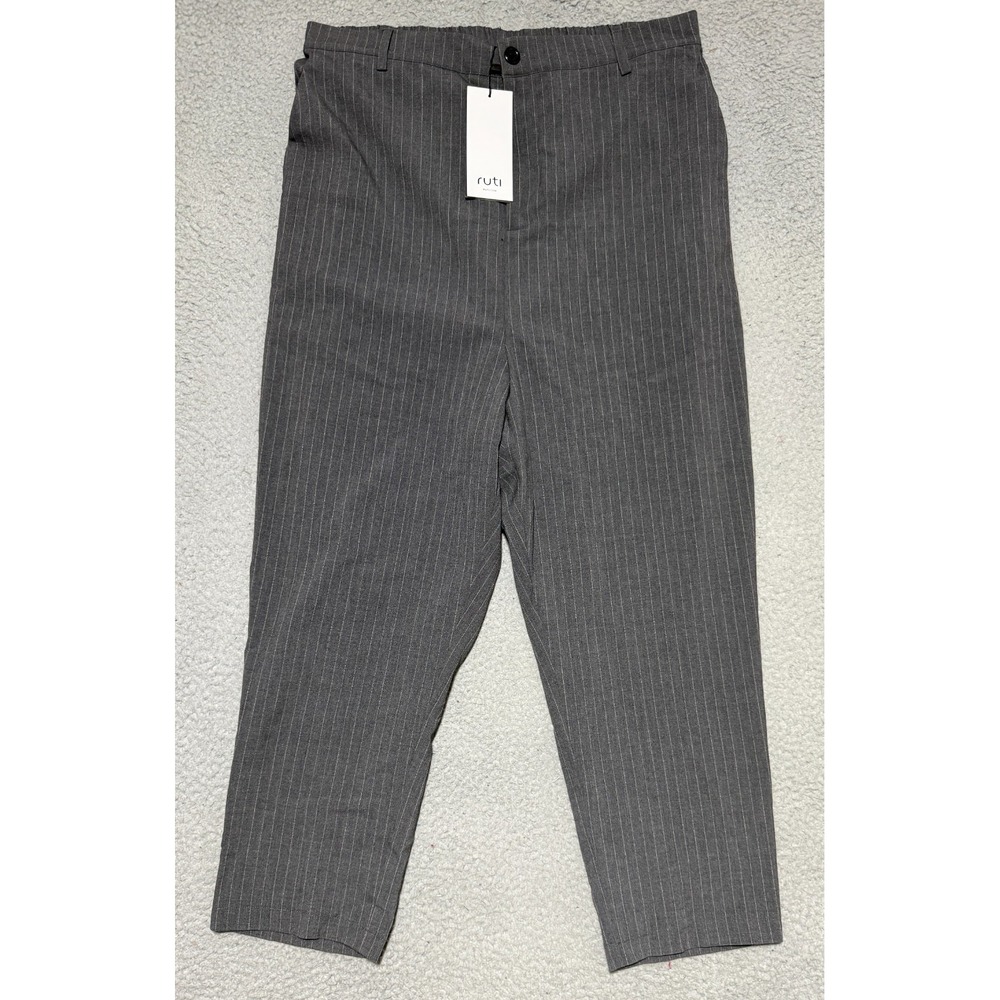 NEW Ruti Feeling Cool Trouser in Striped Pewter Size 4 Elastic Waist